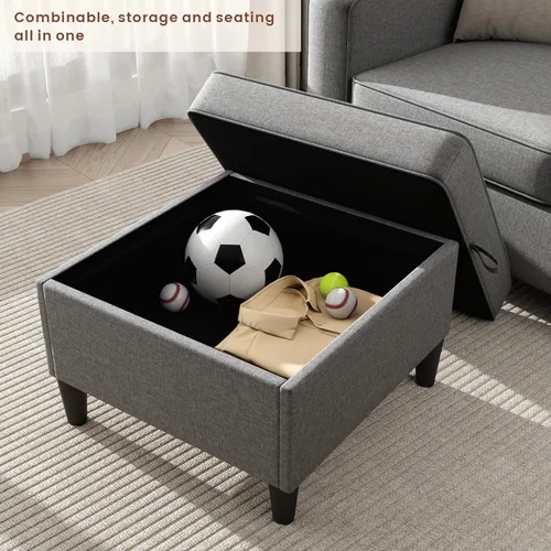 Vista 7 de Sofás seccionales para sala de estar, sofá de asiento profundo, cómodo sofá modular en forma de L, con diván de almacenamiento, fundas lavables