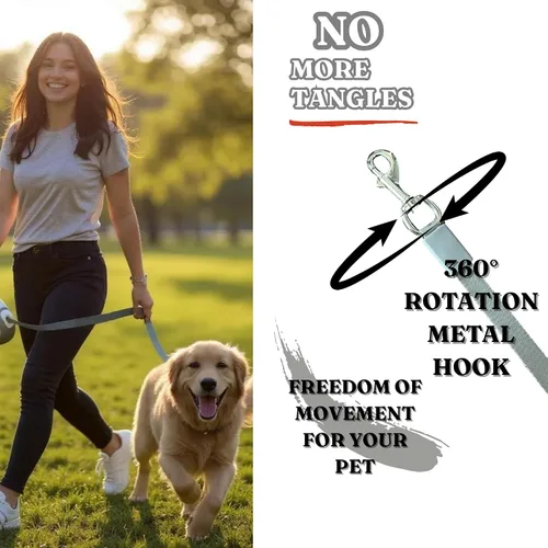 Vista 4 de Correa retráctil para perro con soporte para bolsa de excrementos, correa retráctil de nailon de 16 pies, correa retráctil para perros medianos a