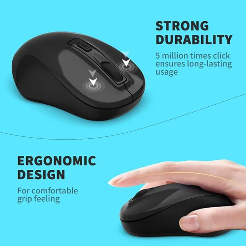 Vista 5 de Leadsail - Mouse inalámbrico delgado y sin cables, 2.4G, USB, para portátil, computadora de escritorio, MacBook - Menos ruido, 4 botones