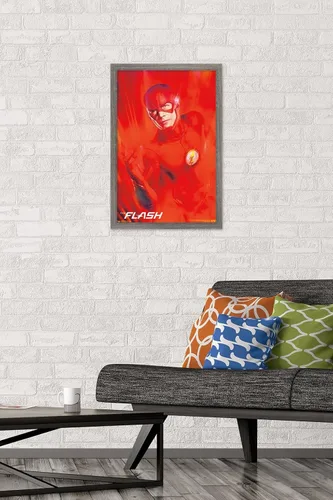 Vista 2 de Trends International DC Comics TV - The Flash - Póster de pared de arte clave, 14.725 x 22.375 pulgadas, versión enmarcada de madera de granero