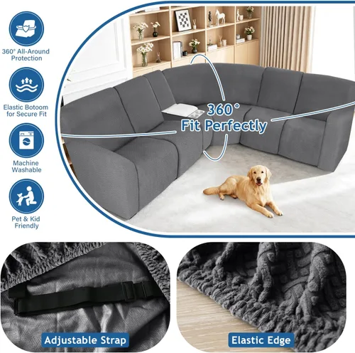 Vista 6 de ALIECOM Fundas 100% impermeables para sofá seccional reclinable en forma de L, fundas elásticas para esquinas de sofá reclinable seccional, funda