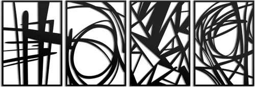 Vista 5 de Creoate Decoración de pared de metal negro, arte abstracto moderno para pared, esculturas de pared 3D, arte de pared de metal negro para sala