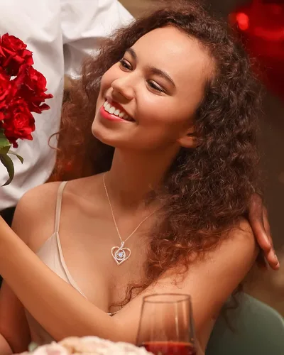 Vista 2 de CDE Collares de oro rosa para mujer, collar con colgante de corazón infinito de flor de rosa, plata de ley 925, aniversario, cumpleaños, Navidad
