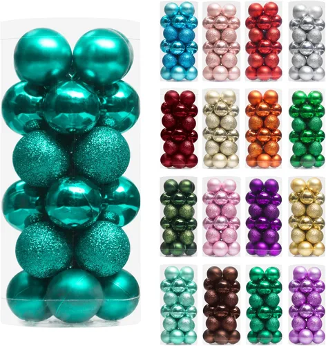 Vista 19 de XmasExp Juego de 24 mini esferas de Navidad inastillables para bolas de árbol de Navidad, 1.18 pulgadas (negro)