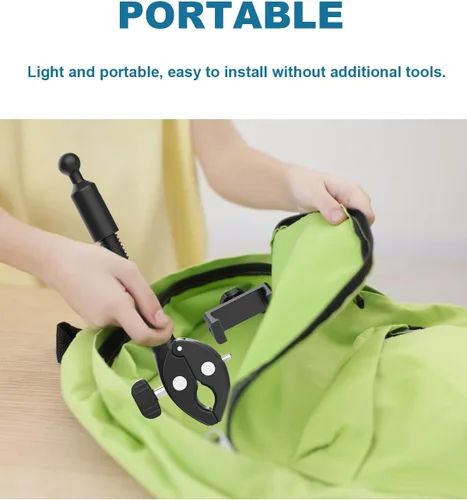 Vista 9 de Soporte de teléfono para bicicleta estática reclinada, se adapta a teléfonos inteligentes de 4 a 7 pulgadas Durable aluminum arm with a secure