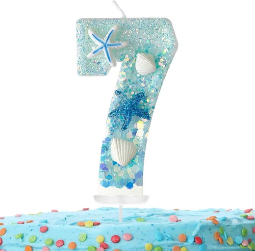 Vista 9 de Zlongron Vela número 1, velas de cumpleaños hechas a mano, decoración de pastel de cumpleaños de sirena es muy adecuada para cumpleaños, fiestas