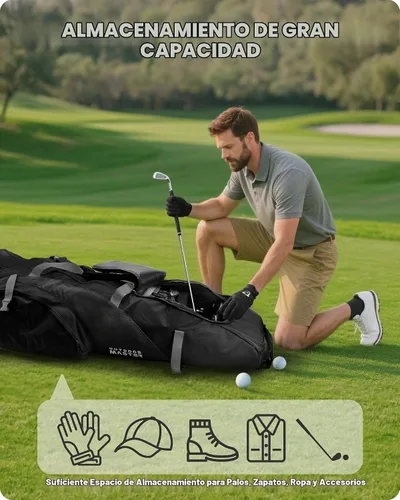 Vista 5 de OutdoorMaster Bolsa de Viaje de Golf Acolchada con Ruedas Reforzadas, Oxford 900D de Servicio Pesado Resistente al Desgaste y Resistente al Agua
