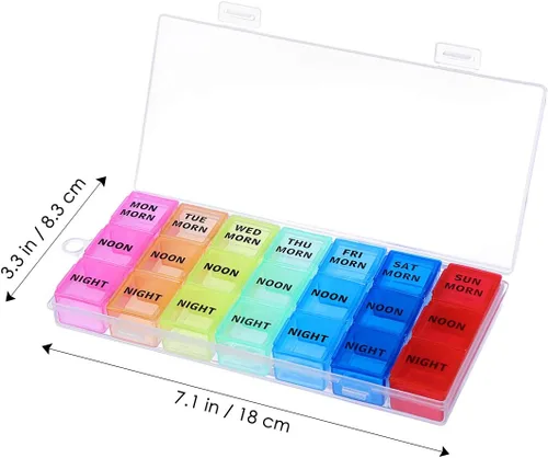 Vista 2 de Compartimentos grandes Pastillero de viaje Meds Pastillero De Viaje Divisor de Medicamentos Portátil Organizador de Medicamentos Caja