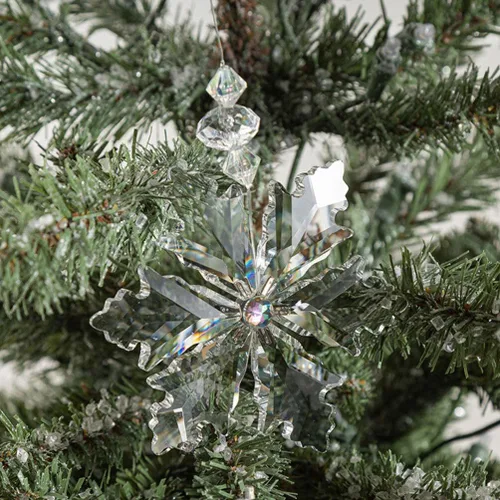 Vista 5 de EXCEART Christmas Snowflake Hanging Ornaments Acrylic Xmas Tree Decorations for Home Door and for Creating Festive Scenes and Giving