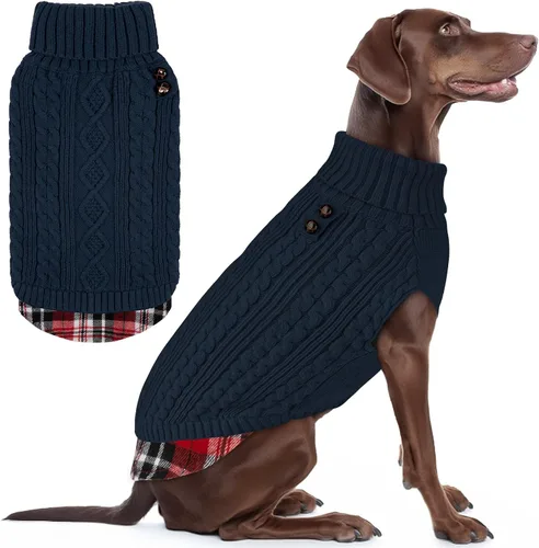 Vista 45 de KYEESE Suéter suave para perros pequeños, machos, abrigado, de cuello alto, ropa elástica de punto para gatos, abrigo cómodo para cachorros