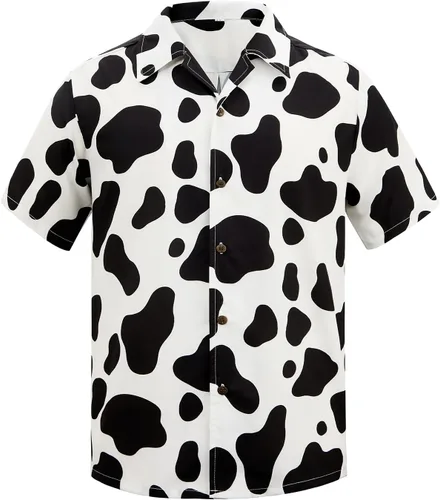 Vista 11 de American Trends Camisa hawaiana de manga corta con botones tropicales para Impresión de leopardo