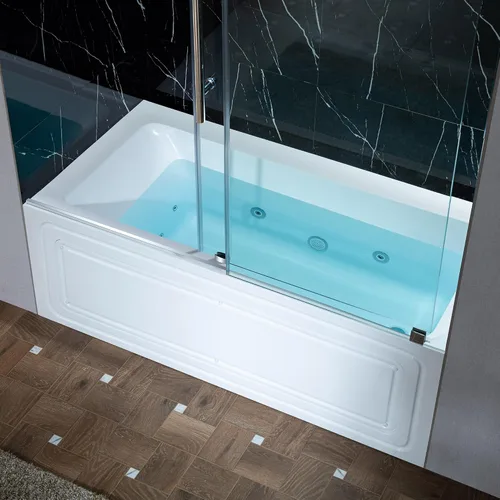 Vista 26 de WOODBRIDGE Bañera de hidromasaje rectangular de acrílico de 60 x 30 pulgadas con calefacción en blanco con drenaje izquierdo, acabado dorado