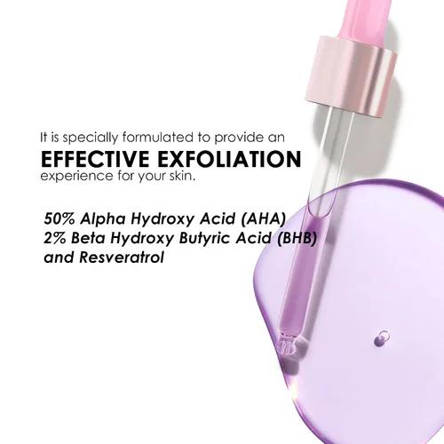 Vista 4 de ALMOES - Suero exfoliante facial con AHA y 2% BHB para eliminar puntos negros, exfoliante facial para tono y textura, minimizador de poros, suero