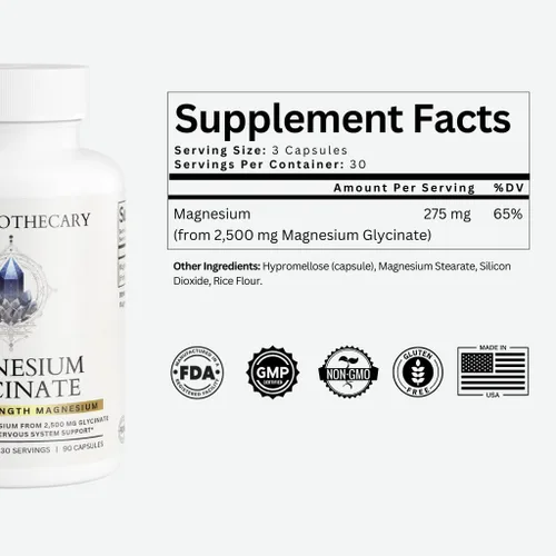 Vista 3 de Glicinato de magnesio 275 mg - Suplemento de magnesio quelado de alta absorción - Bisglicinato de magnesio - Mineral esencial - Vegano sin OMG sin
