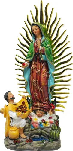 Vista 3 de DVDMATINEMOVIES - Estatua de resina de Nuestra Señora de Guadalupe con Juan Diego, varios tamaños, Virgen de Guadalupe con Juan Diego, decoración