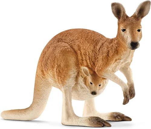 Vista 9 de Schleich Figura de animal canguro de vida salvaje, figura detallada de juguete de canguro de animales salvajes, duradera para educación y juego