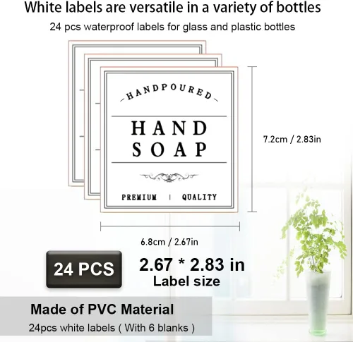 Vista 2 de Dispensador de jabón blanco, etiqueta reutilizable para botellas de acondicionador de vidrio y plástico, etiqueta dispensadora de enjuague bucal