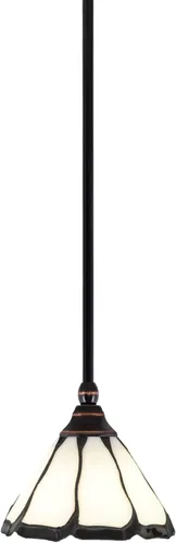 Vista 185 de Toltec Lighting Tallo Colgado Mini colgante, acabado de cobre negro, 3.5" cuadrado humo burbuja vidrio