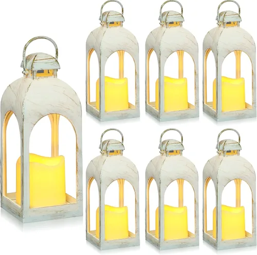 Vista 7 de Tujoe - 6 faroles LED para velas de 10 pulgadas para interiores y Bronce oscuro