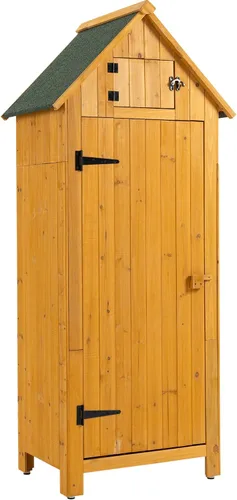 Vista 10 de Campfun Cobertizo de almacenamiento impermeable al aire libre, armario de almacenamiento al aire libre de madera con techo impermeable, armario