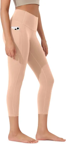 Vista 32 de ODODOS Pantalones capri de yoga suaves como mantequilla para salón con bolsillos para mujeres, leggings capri de cintura alta de 14"/19"/21