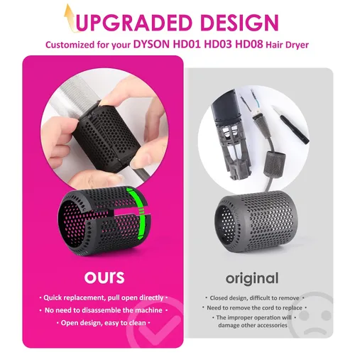 Vista 3 de Reemplazo de malla de filtro de secador de pelo mejorado para Dyson Supersonic HD01 HD03 HD08, accesorio para secador de pelo, jaula de filtro