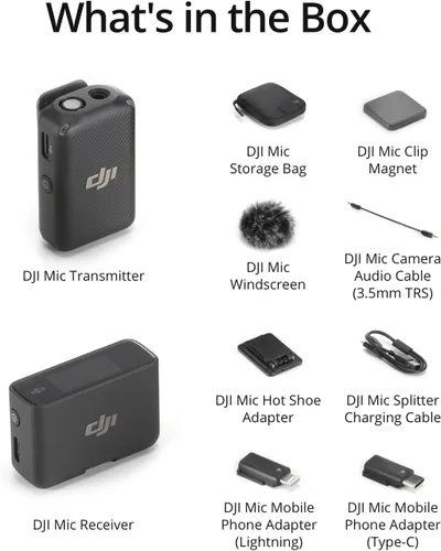 Vista 5 de DJI Mic (1 TX + 1 RX), Micrófono Lavalier Inalámbrico, Alcance de 250m (820 pies), Compacto y Ultraligero, 14 Horas de Grabación, Micrófonos