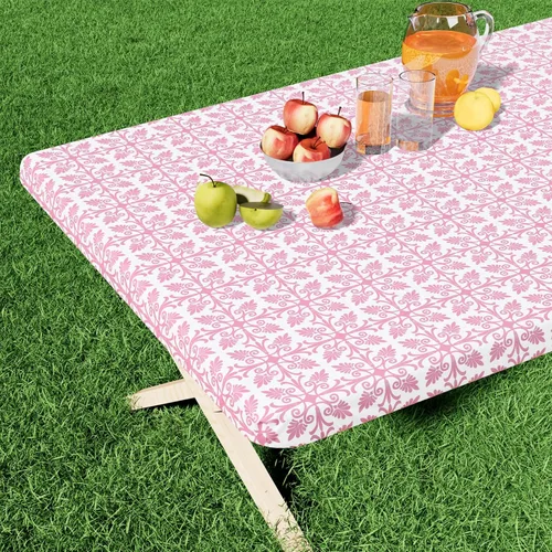 Vista 21 de Misaya - Mantel de vinilo rectangular, mantel elástico con respaldo de franela, 100% impermeable, cubierta de plástico para mesas plegables de 4