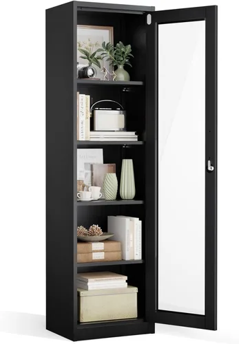 Vista 24 de VINGLI Armario de Pared para Garaje con Puertas con Cerradura y Estante Ajustable, Gabinete de Pared de Metal, Gabinete de Almacenamiento Superior