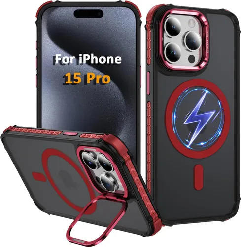 Vista 59 de Funda KETGII para iPhone 13, para iPhone 14, compatible con MagSafe, carga inalámbrica, resistente, a prueba de golpes, pata ajustable, delgada
