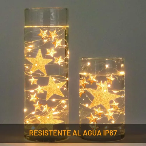 Vista 4 de Onforu Paquete de 16 tiras de luces de hadas blancas cálidas que funcionan con pilas, 2m IP67 impermeables, luz centelleante para frasco de Mason
