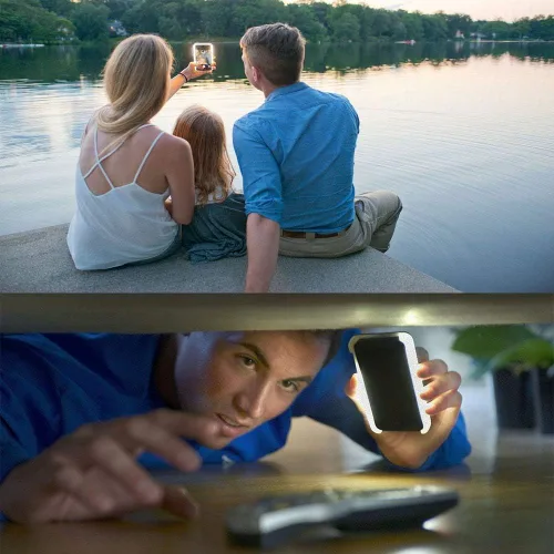Vista 4 de Selfie Light-Up - Funda para iPhone 13 Pro Max: frontal y trasera, recargable, alto brillo, protección negra