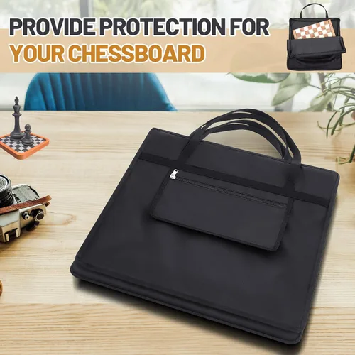 Vista 5 de Bolsa de ajedrez estándar de pulgadas con un solo bolsillo con cremallera para almacenar tu equipo, un regalo ideal (20 x 20 pulgadas)
