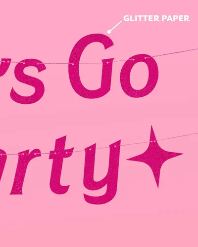 Vista 3 de xo, Fetti Cartel con purpurina rosa Let's Go Party, 5 pies, decoraciones de despedida de soltera, decoraciones de fiesta de cumpleaños rosa, lindo