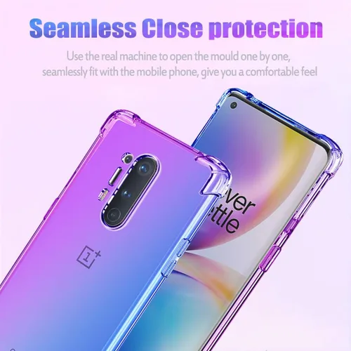 Vista 3 de Funda para OnePlus 8 Pro, Gradient Slim Anti Scratch Soft Clear TPU Funda a prueba de golpes para OnePlus 8 Pro (púrpura/azul)
