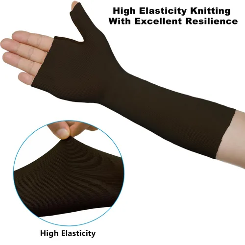 Vista 4 de KONSEDIK Calcetines de mano para férula (paquete de 6), tubo delgado para brazo, muñequera con forro de espica para el pulgar para hombres