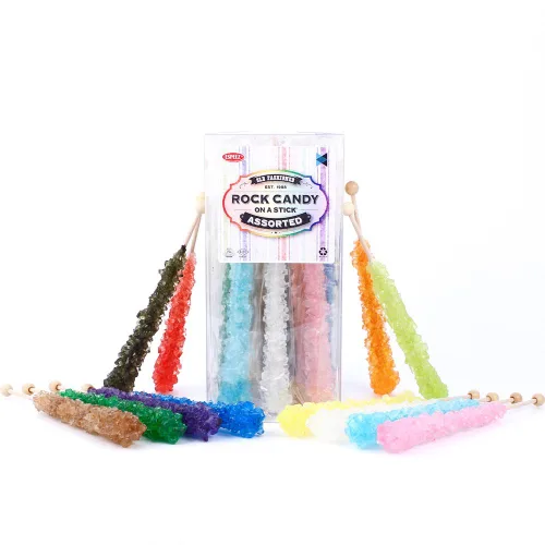 Vista 11 de Palitos de caramelo de roca extragrandes: 12 paletas de cereza rosa – envueltas individualmente – Palitos de caramelo de roca de cristal