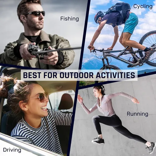 Vista 7 de TOREGE Gafas de sol polarizadas deportivas para hombres y mujeres, lentes de sol para ciclismo, correr, pesca, barco, senderismo, playa, TR66