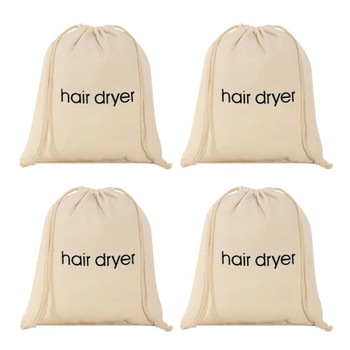 Vista 6 de TSHD Contenedor de bolsa con cordón para secador de pelo, almacenamiento de viaje de algodón para secador de pelo (2 piezas, negro)