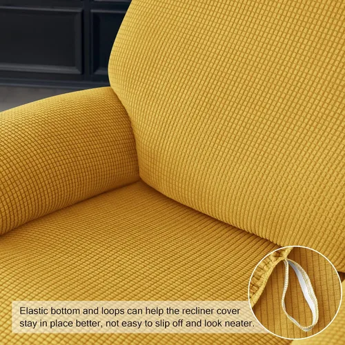 Vista 5 de CONRUSER Funda elástica para sillón reclinable, 4 piezas, funda gruesa para sofá de un solo asiento, funda de jacquard suave para sillón reclinable