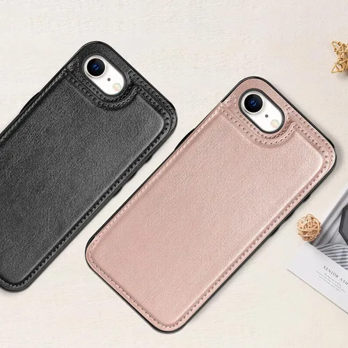 Vista 7 de Bizzib Funda tipo cartera para iPhone 17e con tarjetero, piel sintética de alta calidad, ranuras para tarjetas, protección contra caídas, a prueba