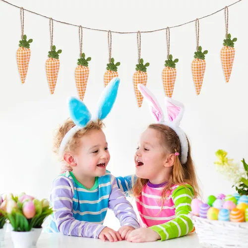 Vista 7 de Pancarta de zanahoria de Pascua, guirnalda de zanahoria de conejo, guirnalda de zanahoria, adorno de pared para fiesta, chimenea, decoración