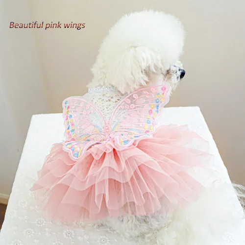 Vista 78 de ANIAC Daisy Vestidos para Perros Pequeños Hembra con Anillo para Correa, Nudo de Lazo Vestido de Boda para Cachorra, Traje de Gato de San Valentín