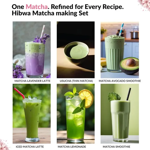 Vista 5 de Juego de batidor Matcha – Kit de inicio de matcha tradicional japonés con cuenco, batidor de bambú y tamiz Juego completo de ceremonia de té Rosa