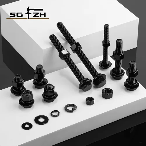 Vista 6 de Tornillo de cabeza hexagonal de 5/16-18 x 1/2 pulgadas, tuercas, arandelas planas y de bloqueo, 20 piezas de acero inoxidable 18-8 (304), totalmente