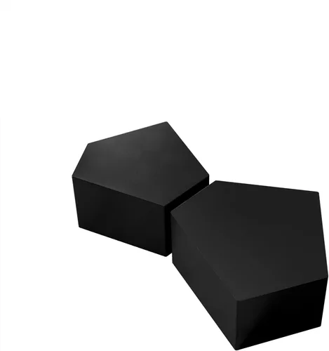 Vista 8 de Juego de mesa auxiliar anidable, geométrico, pentágono irregular, cóctel, centro, sala de estar, oficina, comedor (negro)