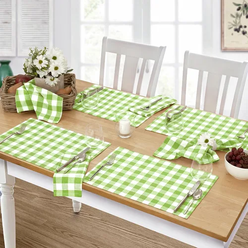 Vista 26 de Home Bargains Plus Country Rustic Buffalo - Juego de 4 manteles individuales de algodón a cuadros, color negro, a cuadros, de fácil cuidado