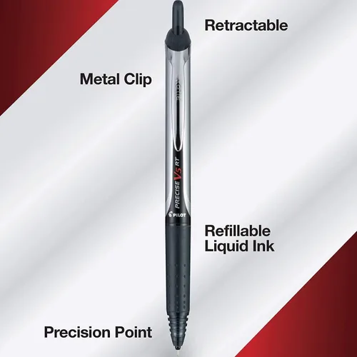 Vista 3 de PILOT, Bolígrafos de bola rodante recargables y retráctiles Precise V5 RT, punta extrafina de 0.5 mm, burdeos, paquete de 14