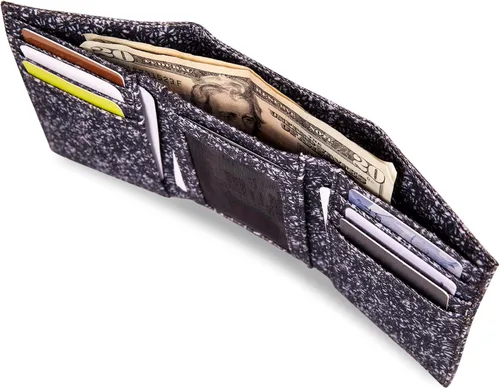 Vista 8 de Eddie Bauer Men's Fabric Trifold Wallet Money Clip RFID Protection ID Window Genuine Leather EDC
