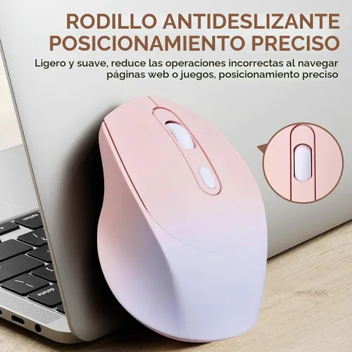Vista 3 de Ratón inalámbrico Bluetooth de color degradado, doble modo, recargable, silencioso, delgado, portátil, (receptor BT5.2+USB), para laptop